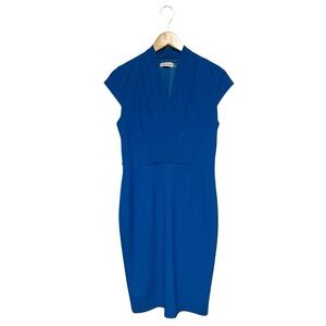 Calvin Klein Size 8 Blue Pleated Sheath Dress